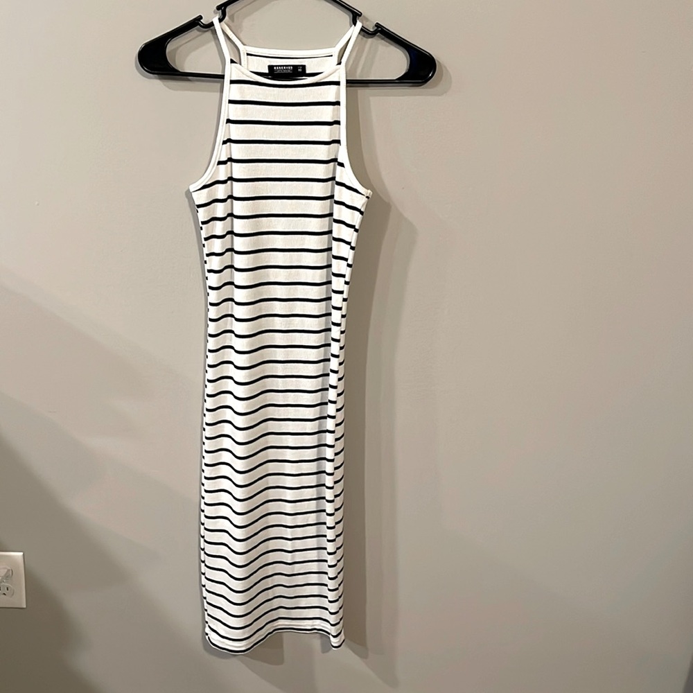 Black and white bodycon spaghetti strap dress